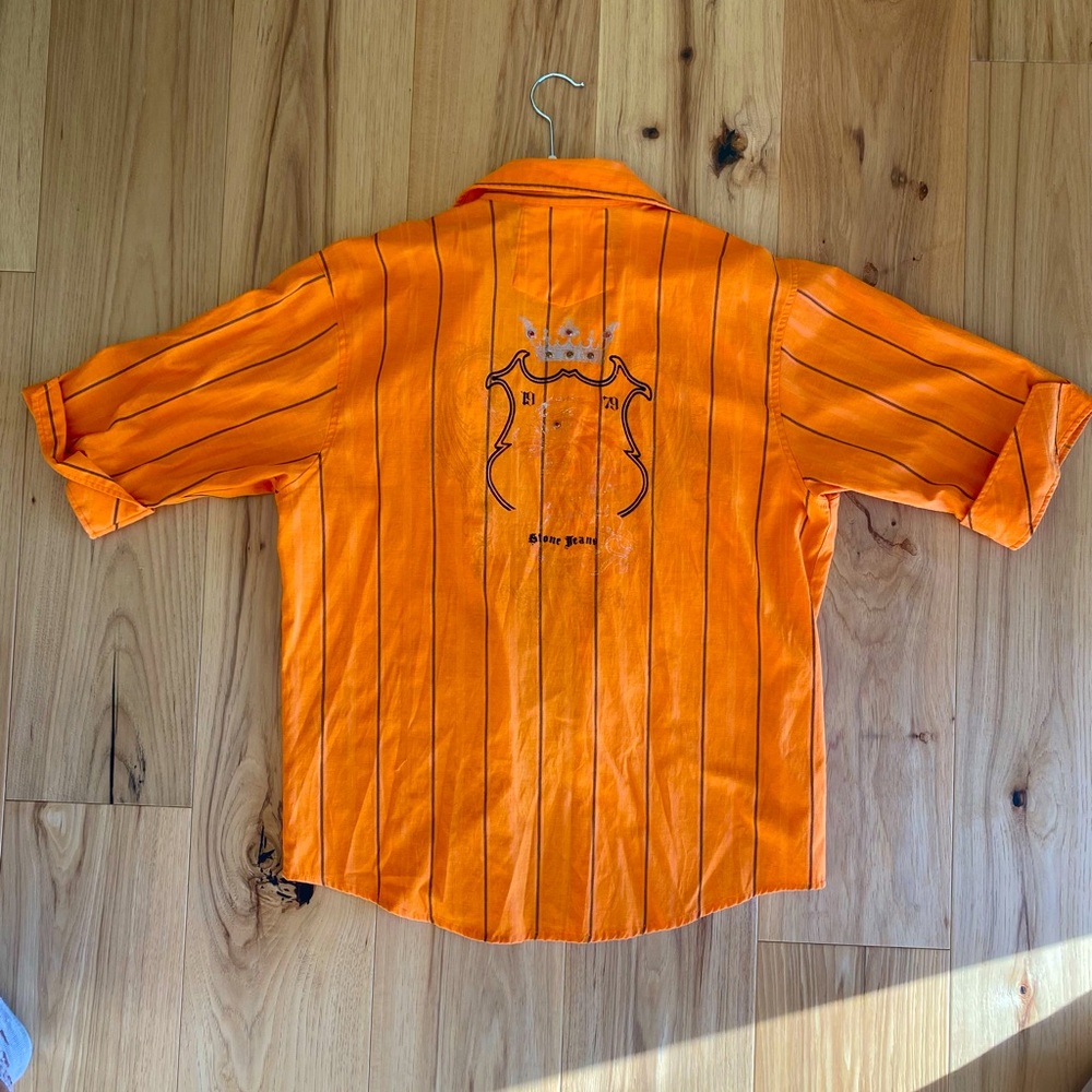 Orange pinstripe button-down